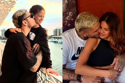 La foto que Icardi se tomó con su hija Francesca en enero de 2024 y la que se tomó con Suárez en febrero de 2025 (Foto: Instagram @mauroicardi)