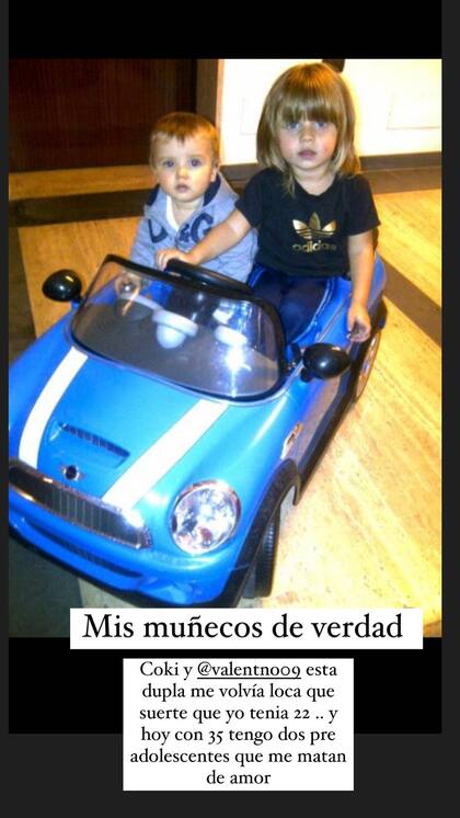 La foto retro de Wanda Nara con sus hijos Coki y Valentino