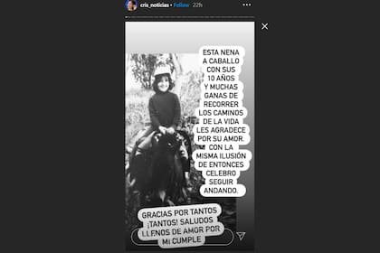 La foto vintage que subió Cristina Pérez para agradecer los saludos de cumpleaños