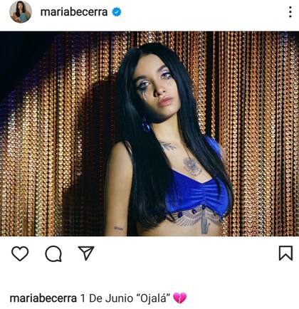 La foto y la frase que María Becerra compartió en su cuenta de Instagram