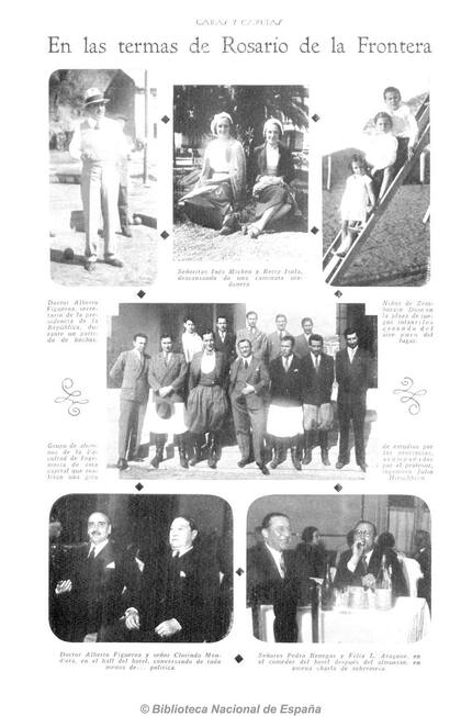 La fotografía social en Caras y Caretas. Personajes ilustres en el hotel de Rosario de la Frontera. 1932.