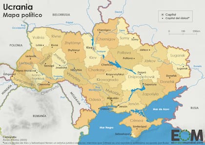 La frontera más grande que tiene Ucrania es con Rusia, al Este