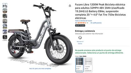 La Fucare Libra 1200W Electric Bike es considerada la opción más completa para repartos de comida, gracias a su motor potente y su batería de larga duración