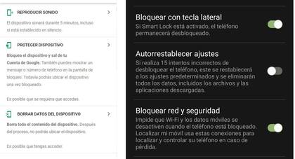 La función "Encontrar mi dispositivo" de Android permite eliminar el contenido de un teléfono a distancia, pero sólo si está conectado a internet (y si usa una cuenta de Google); Samsung, como Apple, permiten borrar el contenido de un teléfono si se acumulan intentos fallidos de desbloqueo, incluso si no está contectado a internet