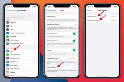 La función permite configurar dos toques y/o tres toques para luego determinar si se muestra la pantalla de inicio, se silencia el teléfono, se activa una aplicación, se inicia una búsqueda u otras acciones que se podrán hacer de forma rápida