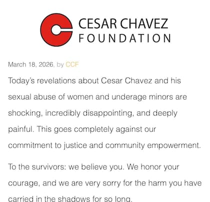 La fundación César Chávez compartió un comunicado en su página web oficial