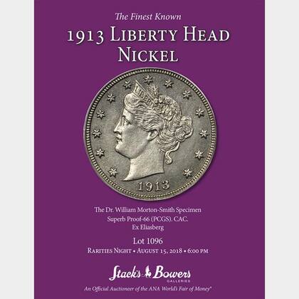 La galería de subastas Stacks Bowers vendió el ejemplar de la colección Dr. William Morton-Smith/Louis E. Eliasberg, a un precio de venta de US$4.560.000