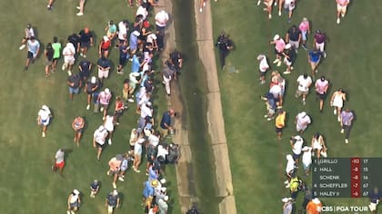 La gente siguió la pelota de Emiliano Grillo por el agua como si fuese un espectáculo aparte
