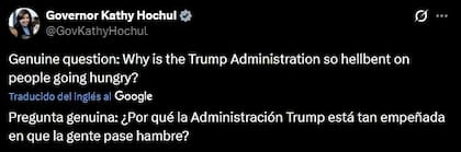 La gobernadora de Nueva York respondió así a la advertencia del USDA