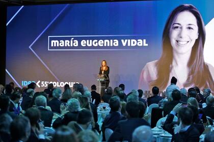 La gobernadora María Eugenia Vidal durante su discurso en el Coloquio de IDEA