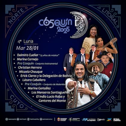 La grilla completa de la cuarta Luna de Platino de Cosquín 2025