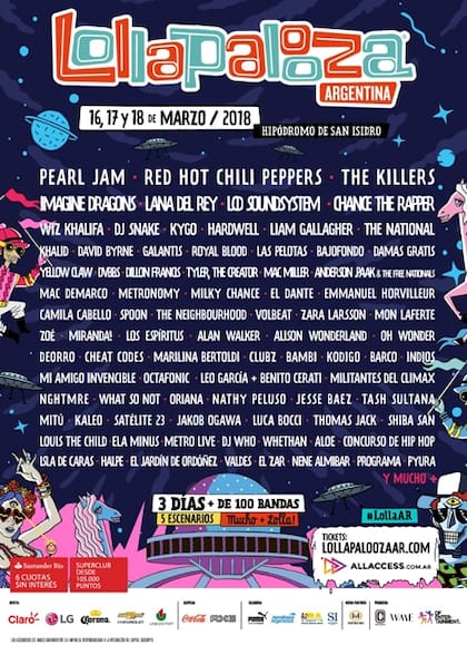 La grilla completa del Lollapalooza Argentina 2018