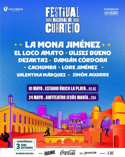 La grilla de artistas completa del Festival Nacional del Cuarteto 2026 en Jesús María