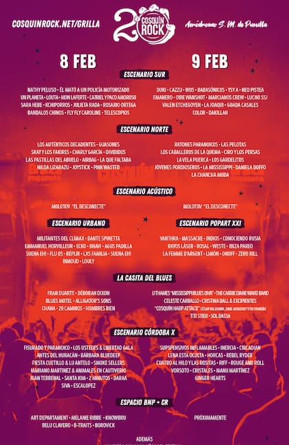 La grilla del festival