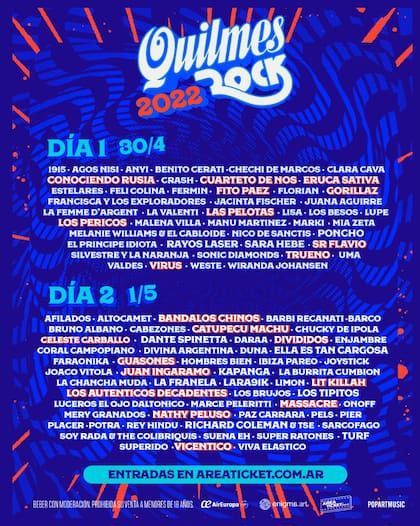 La grilla del Quilmes Rock