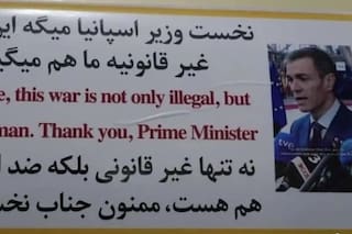 Irán pegó stickers con la cara de Pedro Sánchez en sus misiles e Israel lanzó una advertencia