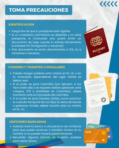La guía migratoria del Consulado de Colombia ante una detención del ICE (Instagram/@consuladocol_chicago)