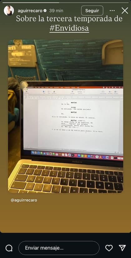 La guionista de la serie contó detalles de su proceso creativo para esta nueva temporada (Captura: Instagram @aguirrecaro)