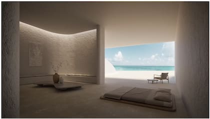 La habitación principal, diseñada para Kanye West y Kim Kardashian (que entonces estaban juntos y eran la pareja más buscada por los medios del espectáculo), "colgada" sobre el lago