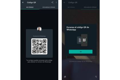 La herramienta para compartir el código QR de nuestro número de teléfono o sumar uno nuevo está en los ajustes de la aplicación