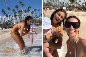 Ana, la hija de Pampita y García Moritan, disfruta con su hermana Delfina en las playas del Caribe