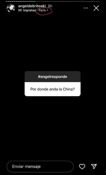 La historia de Ángel de Brito dando pistas. Fuente: Instagram