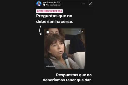 La historia de IG que subió Cerruti a sus redes sociales.
