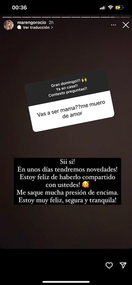 La historia de Instagram de Rocío Marengo