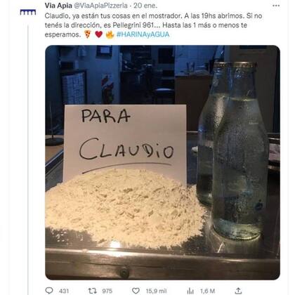 La historia no terminó con la respuesta de la pizzería, sino que el local se tomó el desafío que le había planteado a Claudio muy en serio