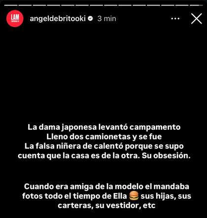 La historia que compartió Ángel de Brito en Instagram (Foto: captura)