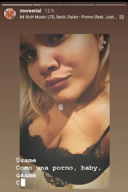 La historia que Morena Rial subió en las últimas horas la muestra con un conjunto de encaje negro.