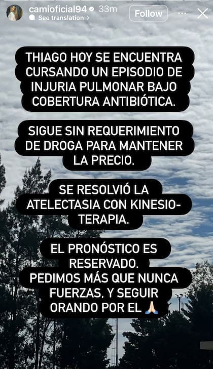 La historia que subió hoy la hermana de Thiago Medina