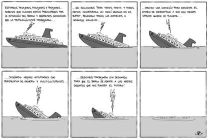 La historieta que leyó Eduardo Feinmann este martes en el pase con Pablo Rossi para representar la situación del país y las prioridades gubernamentales