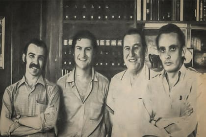 Pino Solanas junto a Juan Domingo Perón y Octavio Getino en Puerta de Hierro