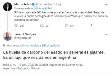 "La huella de carbono del asado en general es gigante", aseguró Javier J. Vázquez (Foto: Captura de Twitter)
