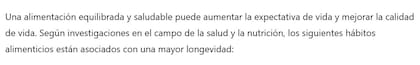 La IA aclaró cuáles son los hábitos alimenticios para prolongar la vida