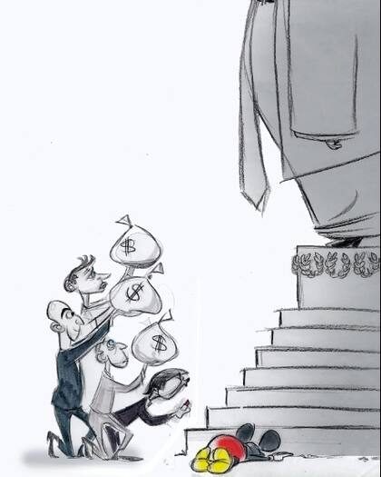 la imagen completa del boceto de Ann Telnaes que fue rechazado