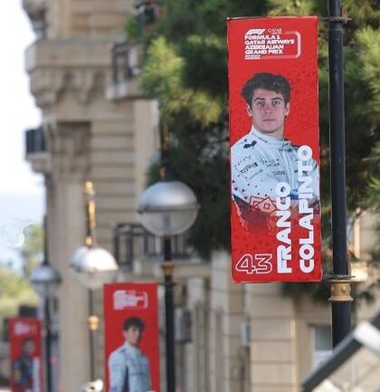 La imagen de Colapinto ya se observa en el circuito urbano de Bakú