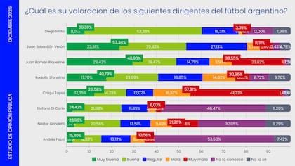 La imagen de dirigentes del fútbol argentino, relevada por la consultora Escenarios