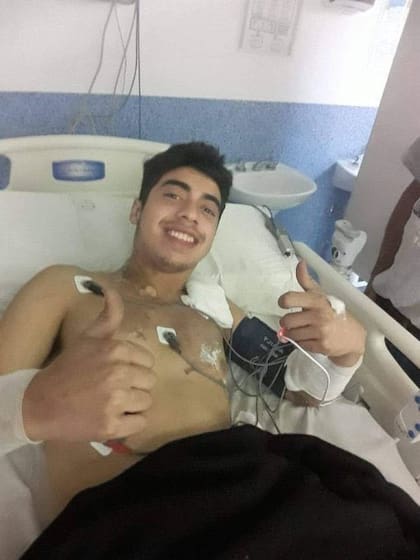 La imagen de Gabriel Jonathán Berón desde el hospital.