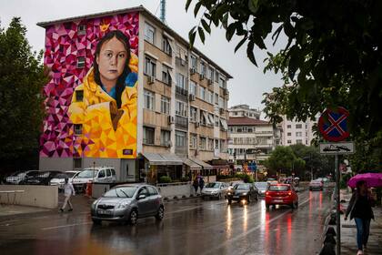 La imagen de Greta en un mural de Estambul