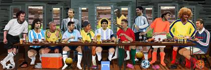La imagen de Maradona en "la última cena" fue compartida por varias personas en las redes
