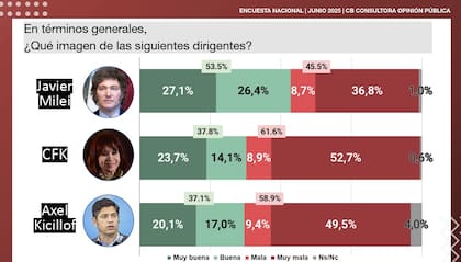 La imagen de Milei, Cristina y Kicillof
