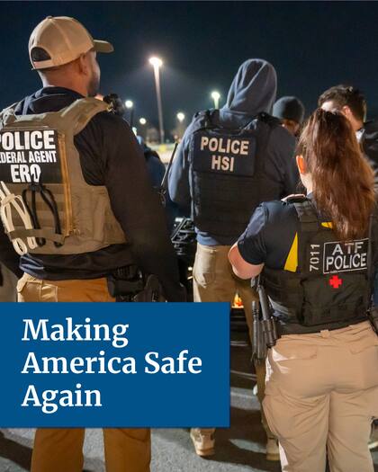La imagen del arresto que compartió el Uscis en sus redes sociales. "Making America Safe Again", se puede leer, en línea con el mensaje del presidente Donald Trump