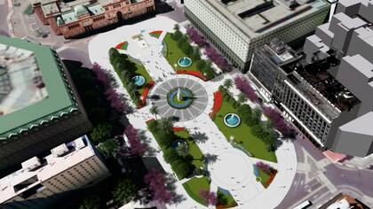 La imagen muestra cómo quedará la Plaza de Mayo luego de su puesta en valor