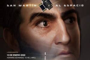 La imagen promocional del picosatélite General San Martín, que hoy despega de Cabo Cañaveral en un cohete Falcon 9