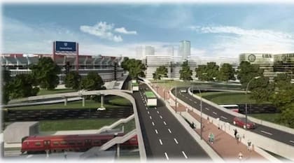 La imagen proyecta cómo quedará el Puente de la lnnovación, con más carriles, retornos, accesos y un sendero peatonal y para ciclistas