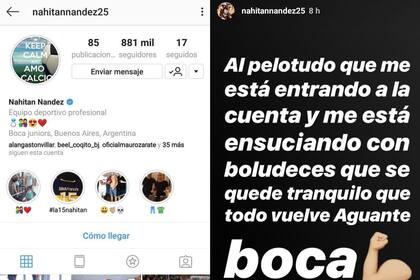 La imagen que apareció en el Instagram de Nández y la reacción del uruguayo