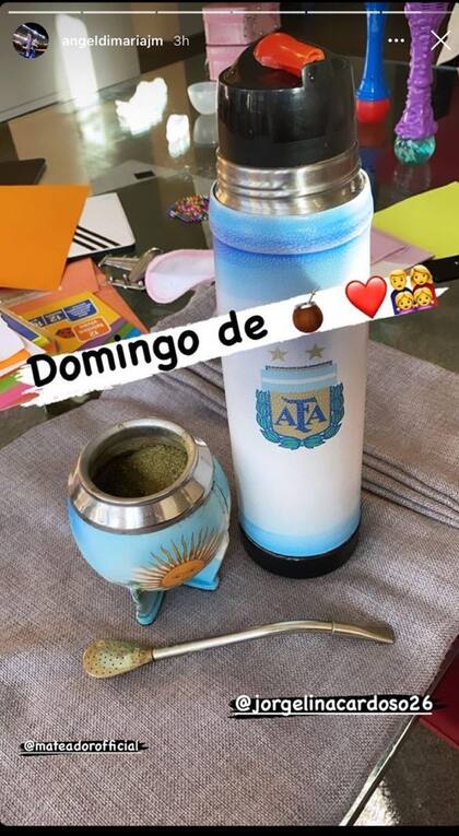 La imagen que compartió Ángel Di María en sus historias de Instagram