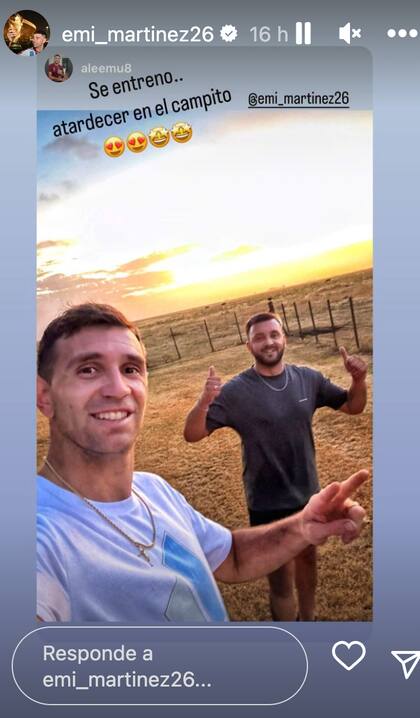 La imagen que compartió el arquero de la selección en el campo